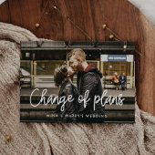 Moderne calligrafie bruiloft wijziging plannen aankondiging