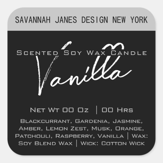 Moderne Calligrafie-etiketten met zwarte en witte Vierkante Sticker (Voorkant)