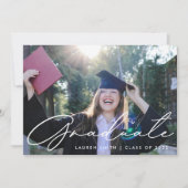 Moderne Calligrafie Foto Graduation Party Kaart (Voorkant)