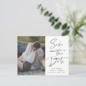 Moderne Calligrafie Foto Save the Date Briefkaart (Staand voorkant)