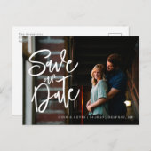 Moderne Calligrafie Foto Save the Date Briefkaart (Voorkant / Achterkant)