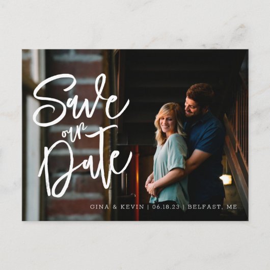 Moderne Calligrafie Foto Save the Date Briefkaart (Voorkant)