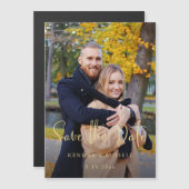 Moderne Calligrafie-foto slaat de datum op Magnetische Uitnodiging (Voorkant / Achterkant)