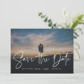 Moderne Calligrafie-foto slaat de datum op Save The Date (Staand voorkant)