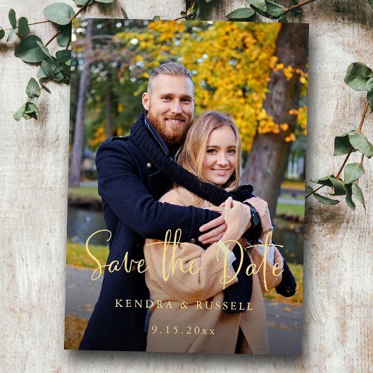 Moderne Calligrafie-foto slaat de datum op Save The Date