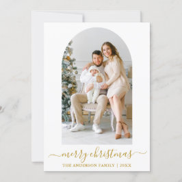 Moderne Calligrafie-fotoserie Gold Kerstmis Feestdagenkaart