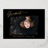 Moderne Calligrafie Gold Ink Script Photo Afstudee Folie Uitnodiging (Voorkant)