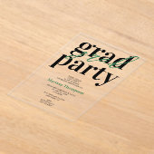Moderne Calligrafie Green Graduation Party Acryl Uitnodigingen (Laagn)