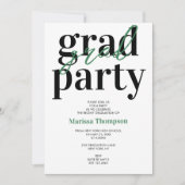 Moderne Calligrafie Green Graduation Party Kaart (Voorkant)