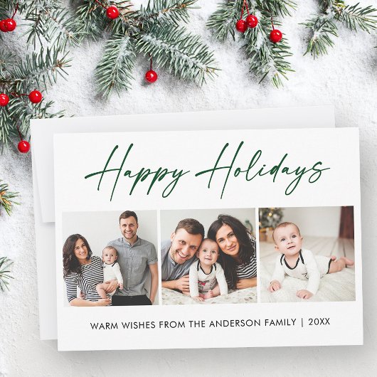 Moderne Calligrafie Green Ink Script 3 Foto Feestdagenkaart