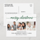 Moderne Calligrafie Groene Kerst 3 Foto Briefkaart (Voorkant / Achterkant)