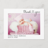 Moderne Calligrafie Hart Nieuw Baby Bedankt Briefkaart (Voorkant)