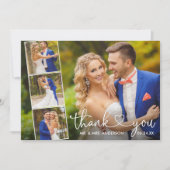 Moderne Calligrafie Heart Wedding 4 Foto Collage Bedankkaart (Voorkant)