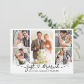 Moderne Calligrafie Heart Wedding 5 Foto Aankondiging (Staand voorkant)