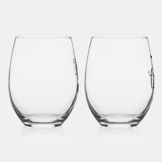 Moderne Calligrafie Hubs Vrouw Gepersonaliseerd Ko Wijnglas Zonder Voet (Rechts)