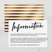 Moderne Calligrafie-informatie Gold Striped Back RSVP Kaartje (Voorkant / Achterkant)