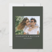 Moderne Calligrafie inkt Script 1 Foto Nieuw Olive Save The Date (Achterkant)