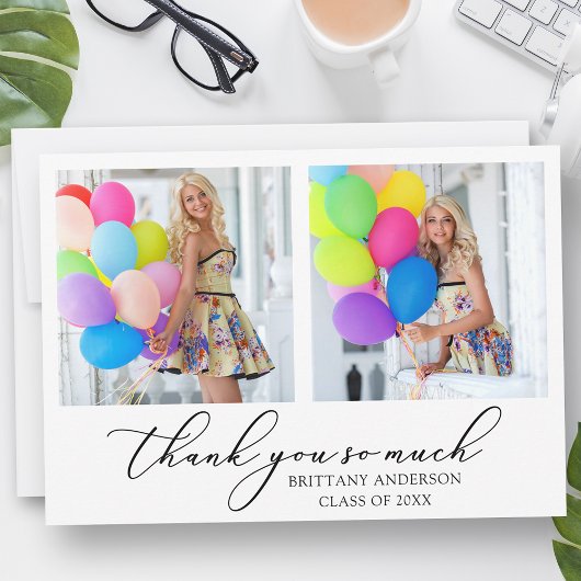 Moderne Calligrafie inkt Script 2 Foto Afstuderen Bedankkaart