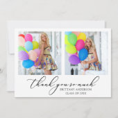 Moderne Calligrafie inkt Script 2 Foto Afstuderen Bedankkaart (Voorkant)