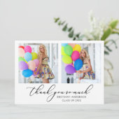 Moderne Calligrafie inkt Script 2 Foto Afstuderen Bedankkaart (Staand voorkant)