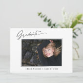 Moderne Calligrafie inkt Script 3 Foto Afstudeerde Aankondiging (Staand voorkant)