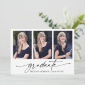 Moderne Calligrafie inkt Script 3 Foto Afstuderen Aankondiging (Staand voorkant)