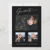 Moderne Calligrafie inkt Script 3 Foto Afstuderen Aankondiging (Voorkant)