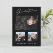 Moderne Calligrafie inkt Script 3 Foto Afstuderen Aankondiging (Staand voorkant)