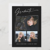 Moderne Calligrafie inkt Script 3 Foto Afstuderen Aankondiging (Voorkant)