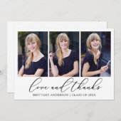 Moderne Calligrafie inkt Script 3 Foto Afstuderen Bedankkaart (Voorkant / Achterkant)