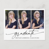 Moderne Calligrafie inkt Script 3 Foto Afstuderen Briefkaart (Voorkant)