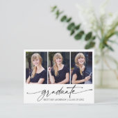 Moderne Calligrafie inkt Script 3 Foto Afstuderen Briefkaart (Staand voorkant)