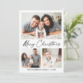 Moderne Calligrafie inkt Script 3 Foto Feestdagenkaart (Staand voorkant)