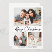 Moderne Calligrafie inkt Script 3 Foto Feestdagenkaart (Voorkant / Achterkant)