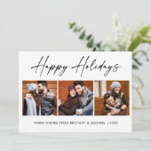 Moderne Calligrafie inkt Script 3 Fotokoppeling Feestdagenkaart (Staand voorkant)