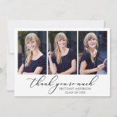 Moderne Calligrafie inkt Script 3 Foto's Afstudere Bedankkaart (Voorkant)