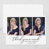 Moderne Calligrafie inkt Script 3 Foto's Afstudere Bedankkaart (Voorkant / Achterkant)