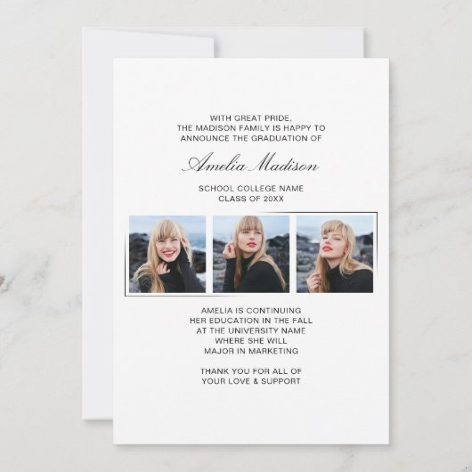 Moderne Calligrafie inkt Script 4 Foto Afstudeerde Aankondiging (Achterkant)