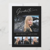 Moderne Calligrafie inkt Script 4 Foto Afstuderen Aankondiging (Voorkant)
