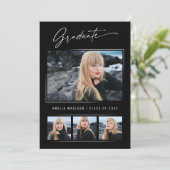 Moderne Calligrafie inkt Script 4 Foto Afstuderen Aankondiging (Staand voorkant)