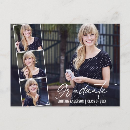 Moderne Calligrafie inkt Script 4 Foto Afstuderen Briefkaart (Voorkant)