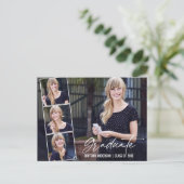 Moderne Calligrafie inkt Script 4 Foto Afstuderen Briefkaart (Staand voorkant)