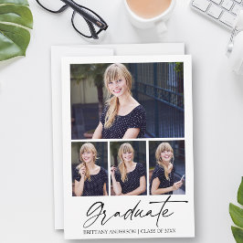 Moderne Calligrafie inkt Script 4 Foto's Afstudere Aankondiging