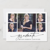 Moderne Calligrafie inkt Script 5 Foto Afstuderen Aankondiging (Voorkant)