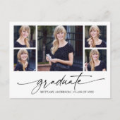 Moderne Calligrafie inkt Script 5 Foto Afstuderen Briefkaart (Voorkant)