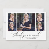 Moderne Calligrafie inkt Script 5 Foto's Afstudere Bedankkaart (Voorkant)