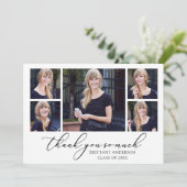 Moderne Calligrafie inkt Script 5 Foto's Afstudere Bedankkaart (Staand voorkant)