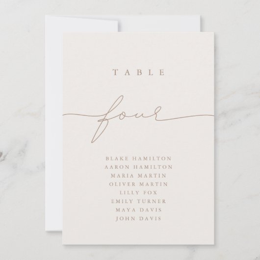 Moderne calligrafie-ivory-tabel Vier tabelnummer (Voorkant)