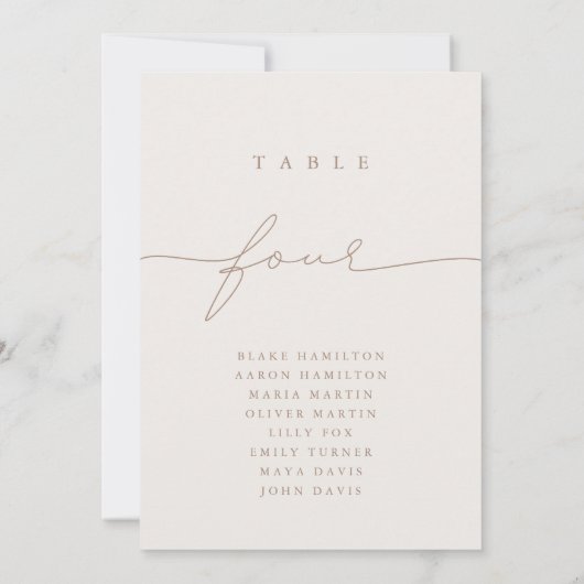 Moderne calligrafie-ivory-tabel Vier tabelnummer (Achterkant)