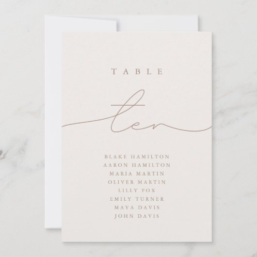 Moderne calligrafie ivory Ten Wedding Table Number (Achterkant)